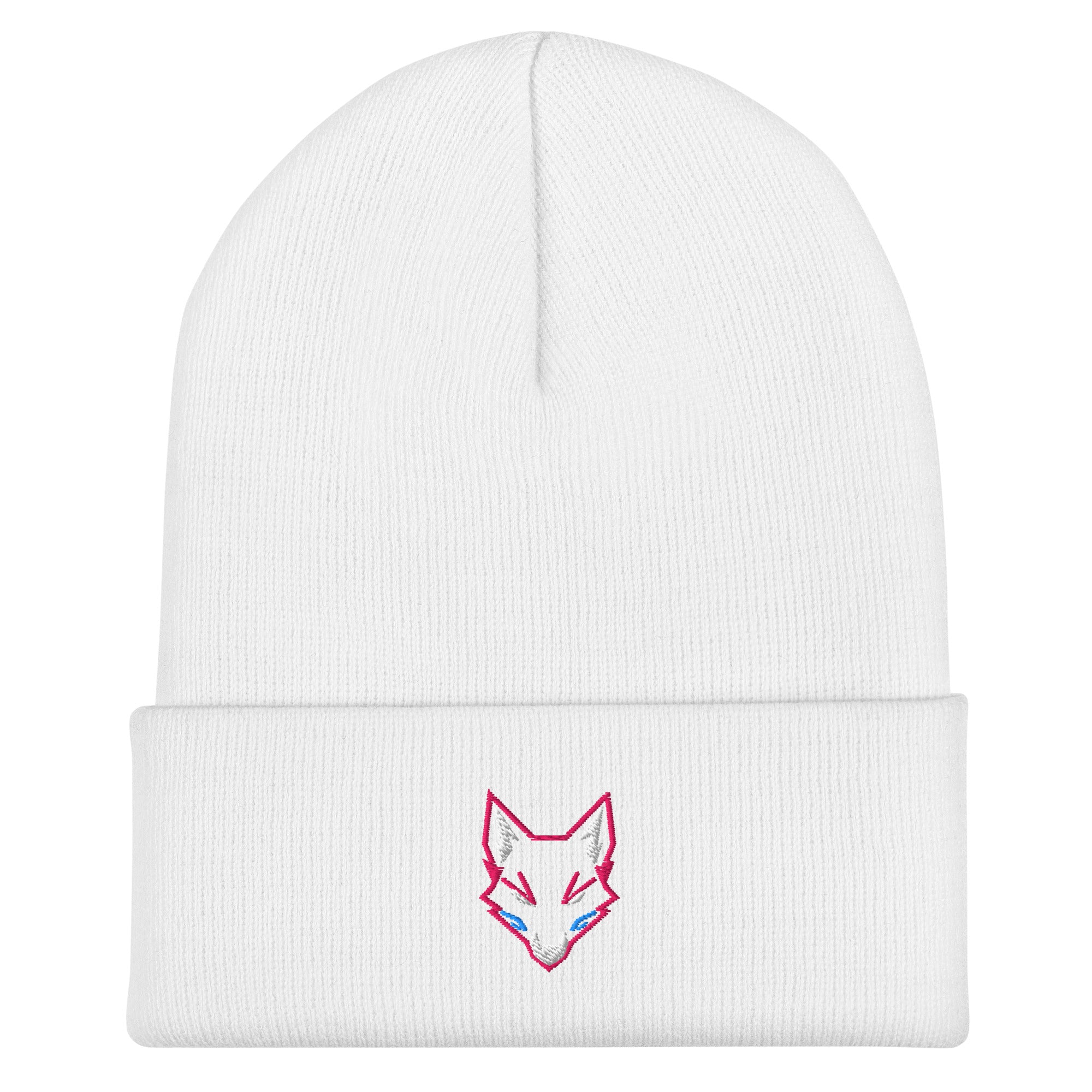 WOXWILD Beanie - Bone, weisse Beanie mit Fuchs-Stickerei