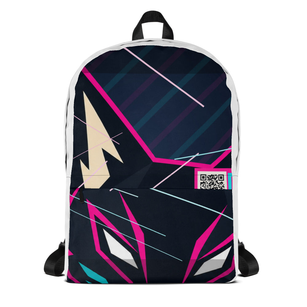 WOXWILD Allover Pack Rucksack mit grossem Neon-Fuchs-Print, schwarz